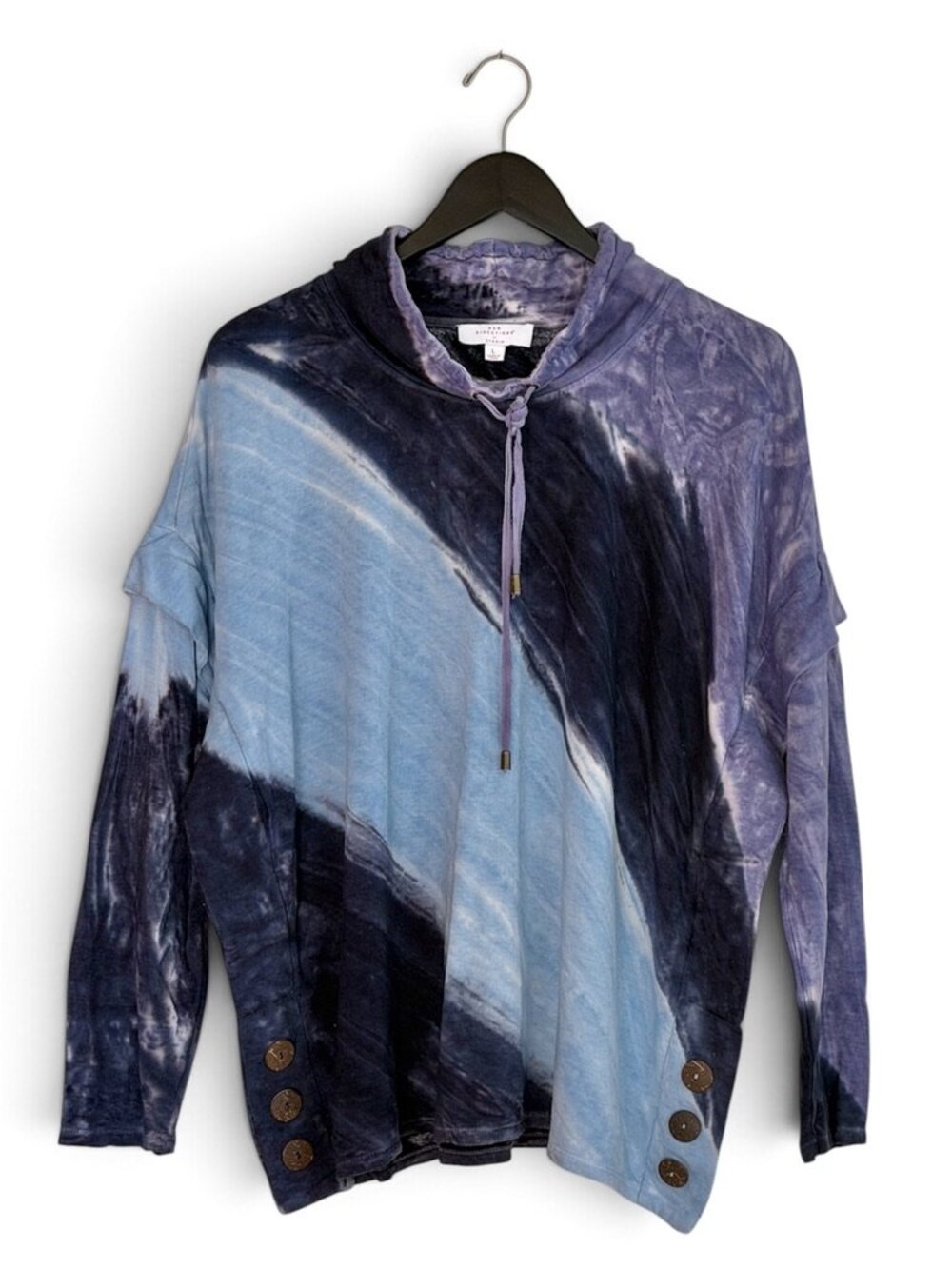 New Directions Studio Tie Dye Cowl Neck Pullover Top L